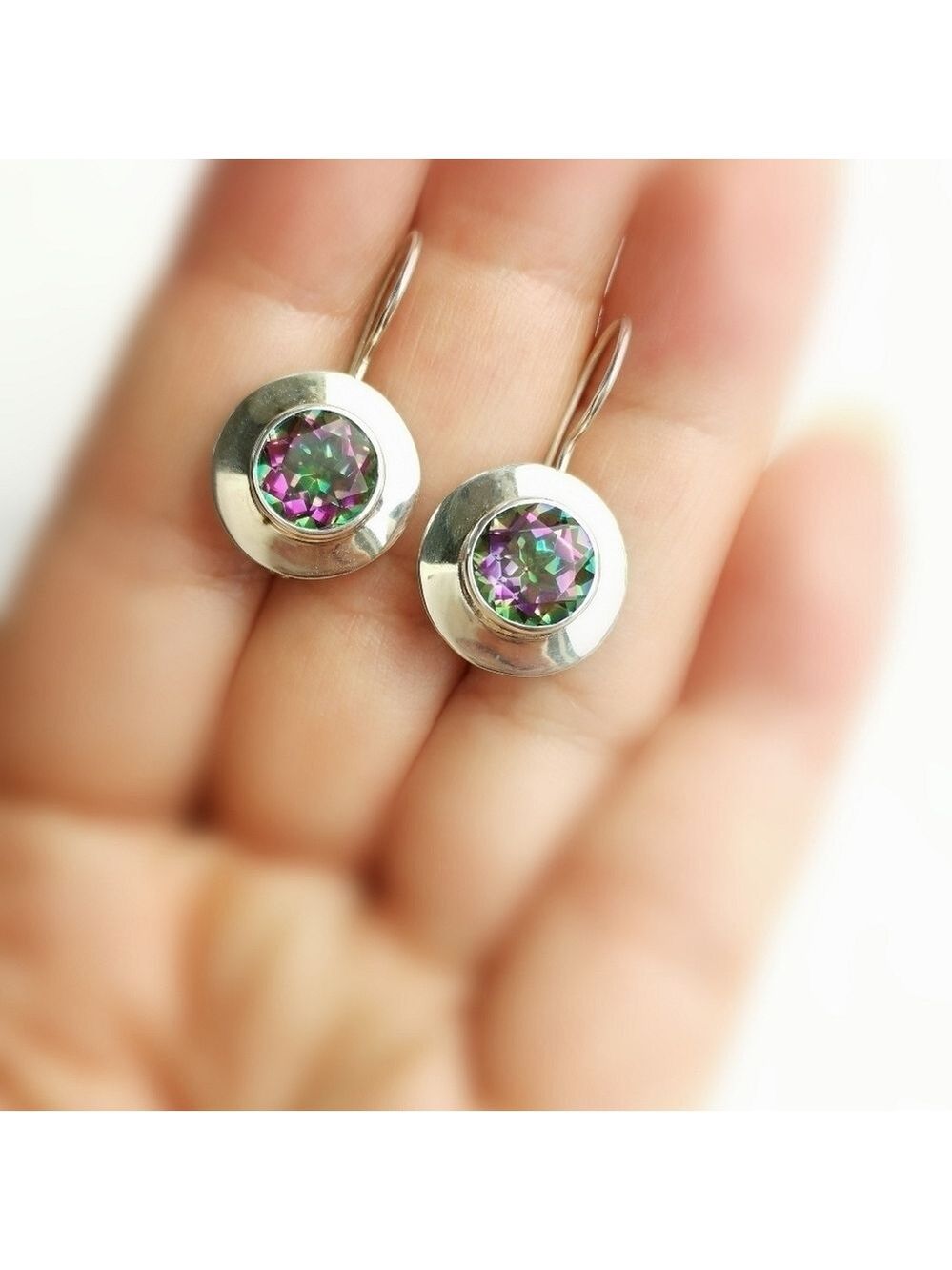 Sterling Silver Mystic Topaz Earrings - Picture 6 of 8